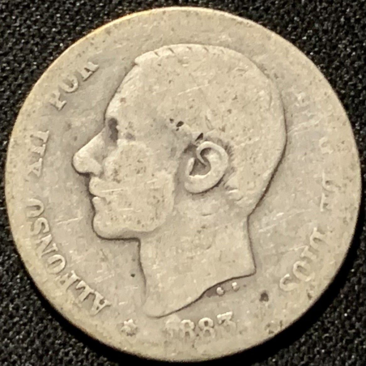 紫瑗钱币——第206期拍卖 西班牙 1883年 阿方索十二世 1比塞塔 5克 0.835银