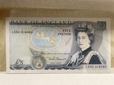 富兰克林原装世界纸币硬币套装专场第一场 - 英国D序列5镑纸币unc硬币bu