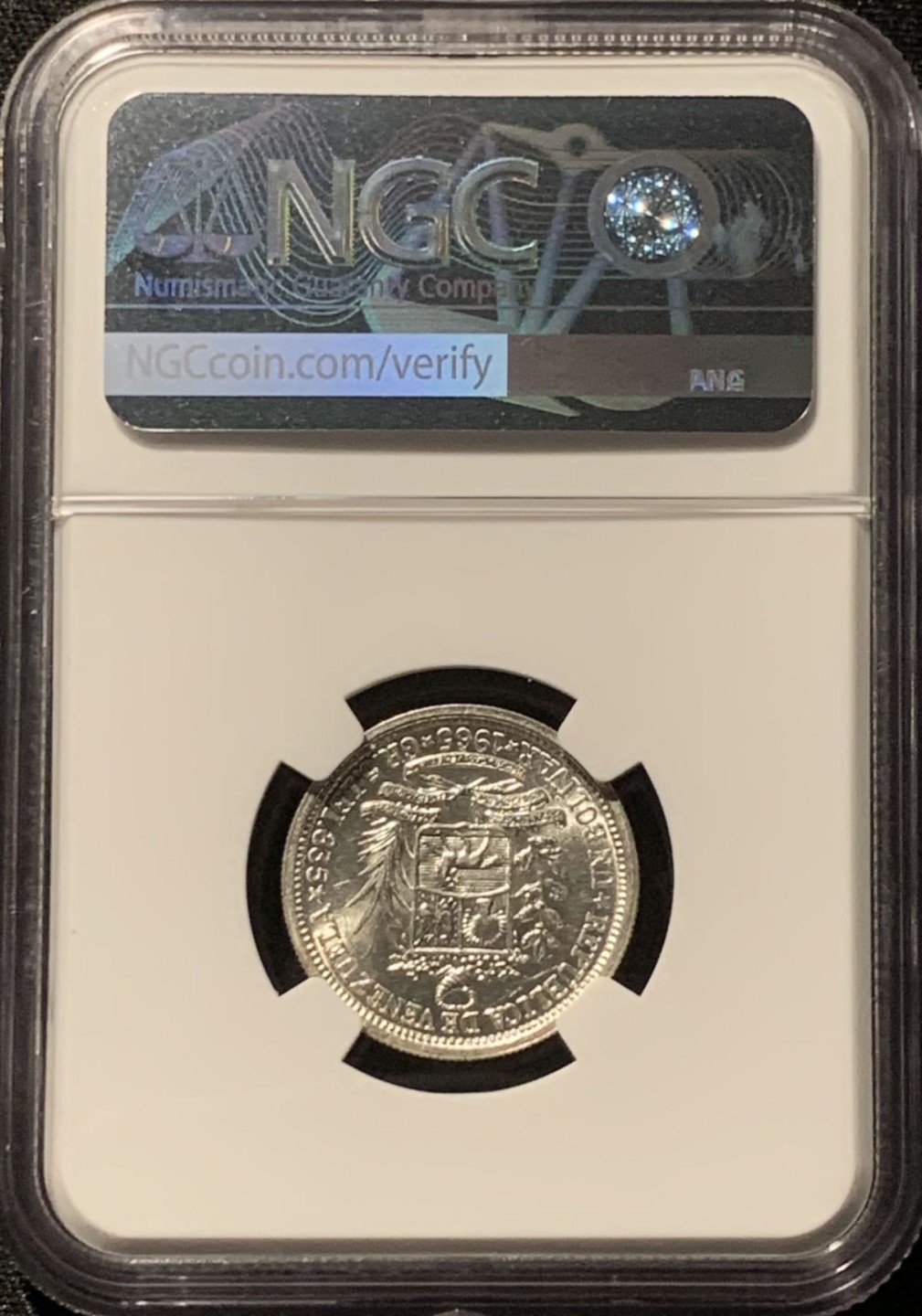 紫瑗钱币——第206期拍卖 委内瑞拉 1965年 1玻利瓦尔 银币 NGC MS62