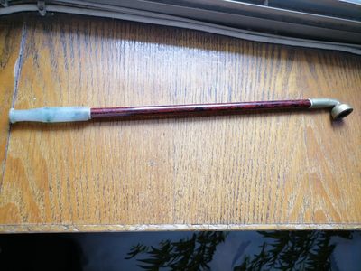 清代玉石烟嘴竹烟杆铜烟锅。 - 清代玉石烟嘴竹烟杆铜烟锅。