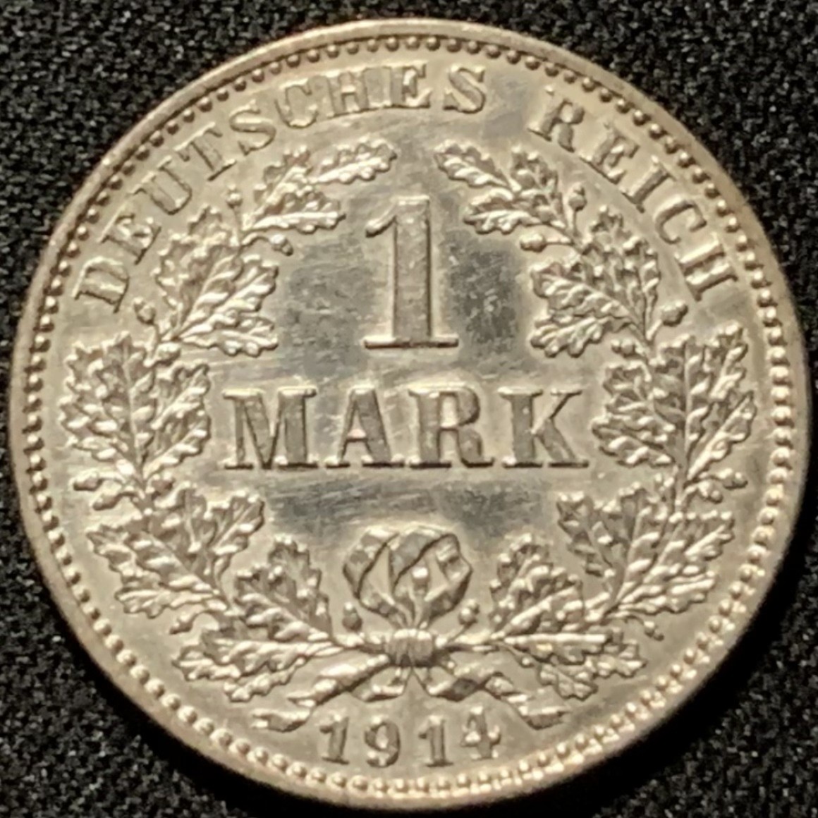 紫瑗钱币——第206期拍卖 德国 1914年 G版 第二帝国 长翅 1马克 5.5克 0.9银