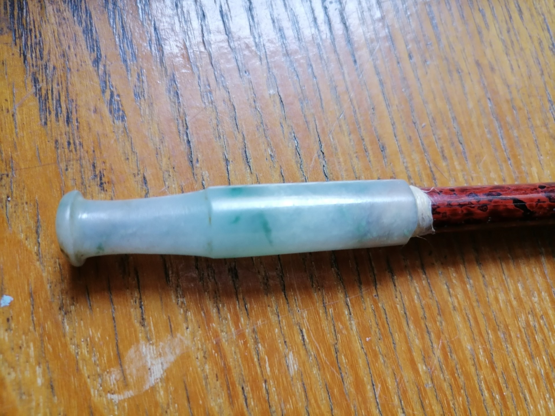 清代玉石烟嘴竹烟杆铜烟锅。