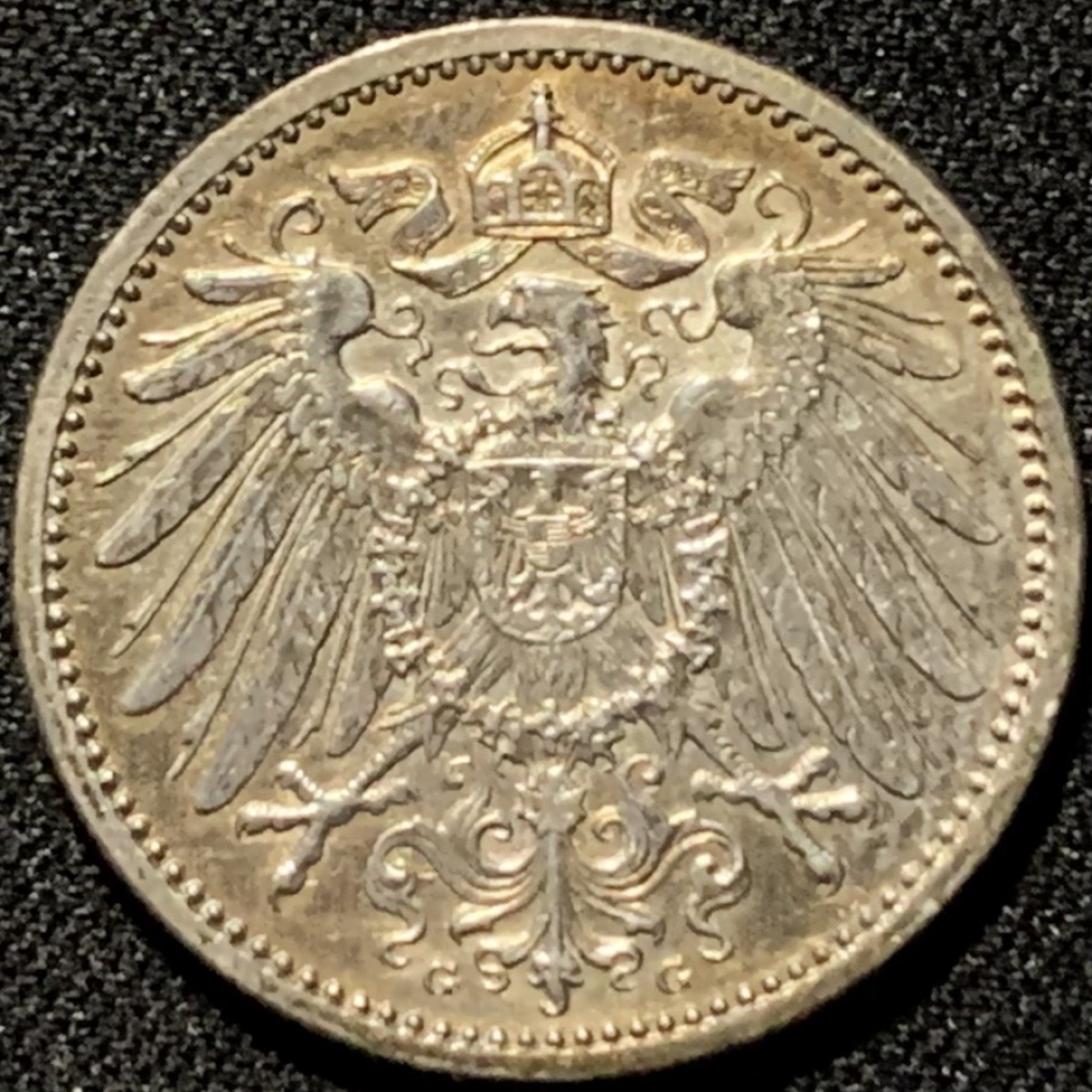 紫瑗钱币——第206期拍卖 德国 1914年 G版 第二帝国 长翅 1马克 5.5克 0.9银