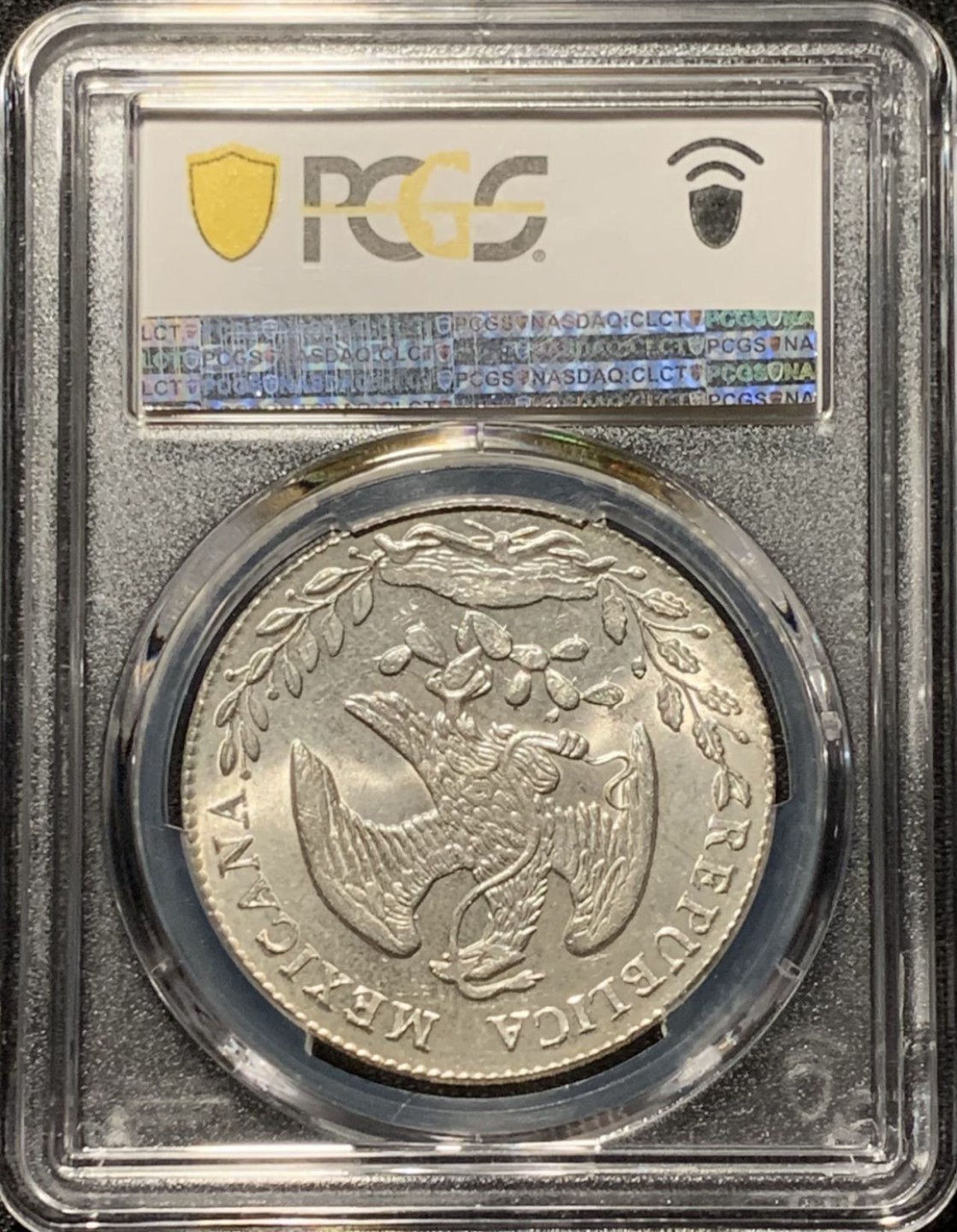 紫瑗钱币——第206期拍卖 墨西哥 1875年 GO FR 在华流通 花边鹰洋 8里亚尔 银币 PCGS MS65 曝光