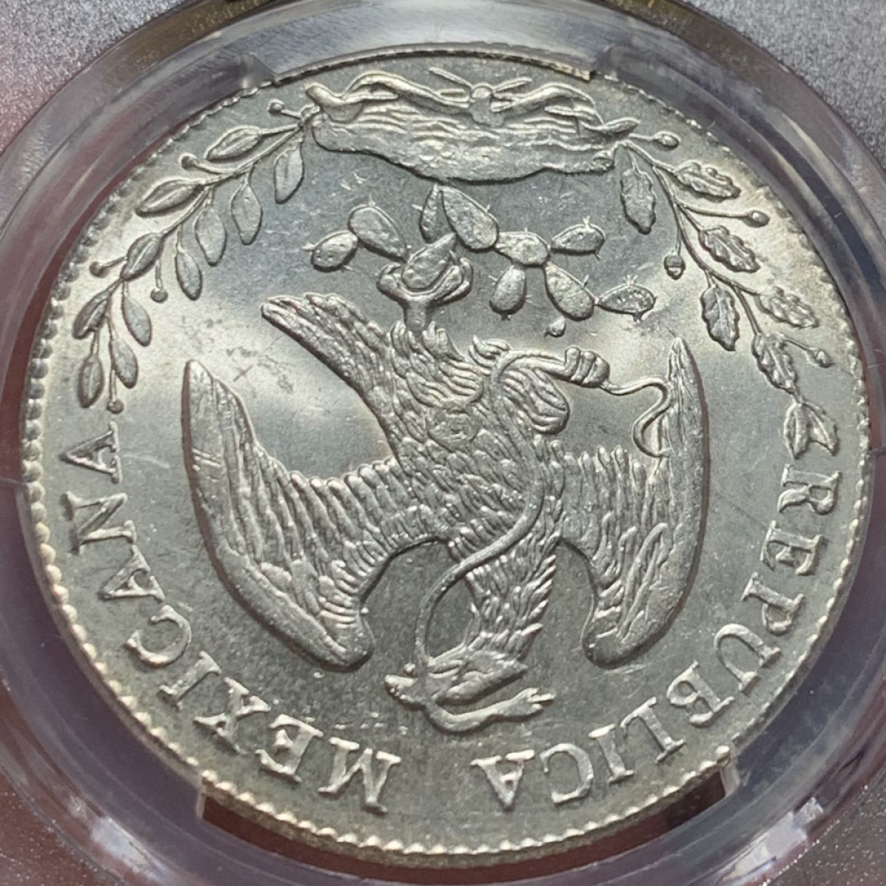 紫瑗钱币——第206期拍卖 墨西哥 1875年 GO FR 在华流通 花边鹰洋 8里亚尔 银币 PCGS MS65 曝光