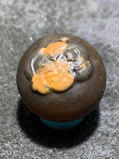 精美冰飘亚光冻料战国红玛瑙巧雕荷花圆珠一个，寓意：和和美美 - 精美冰飘亚光冻料战国红玛瑙巧雕荷花圆珠一个，寓意：和和美美