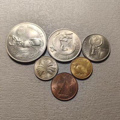 0起1加-纯粹捡漏拍-116场散币场 - 冈比亚1966-1970年6枚套币一组-含8先令大河马