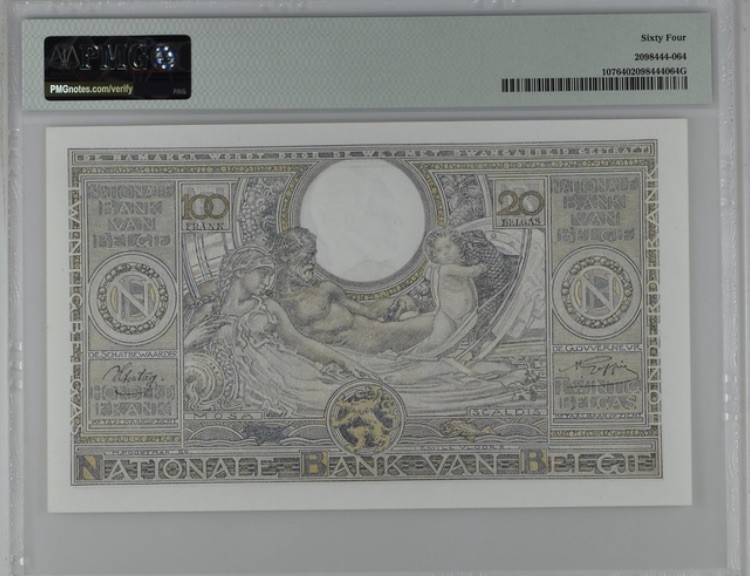 收藏联盟Quantum Auction 第190期拍卖(已更新) 比利时1933-43年100法郎 PMG64大票幅