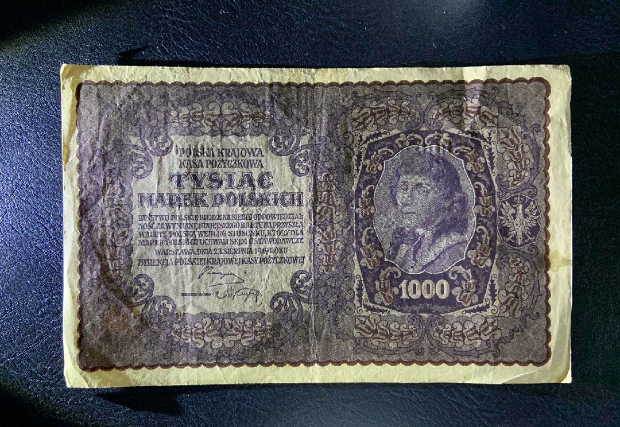 收藏联盟Quantum Auction 第190期拍卖(已更新) 波兰1919年1000兹罗提 非全新 品相如图 波兰独立运动和爱国将领塔德乌什·柯斯丘什科