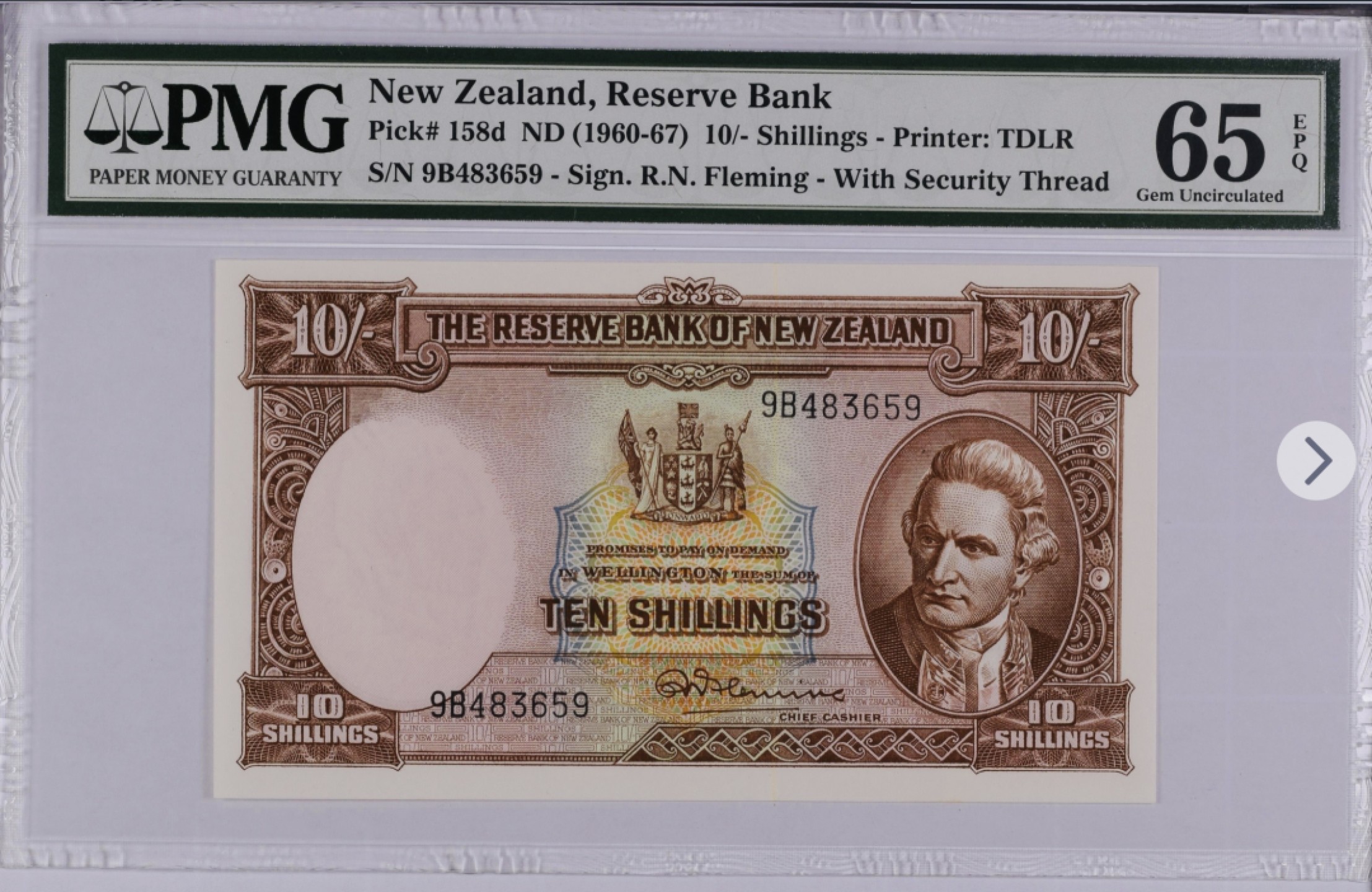 收藏联盟Quantum Auction 第190期拍卖(已更新) 新西兰1960-67年10先令 PMG65 《唐怀伊条约》签署场景