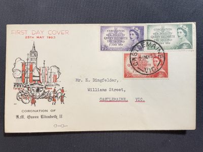 【第23期】莲池国际邮品拍卖 - 【澳大利亚】1953 女王伊丽莎白二世加冕纪念 套票首日实寄封
