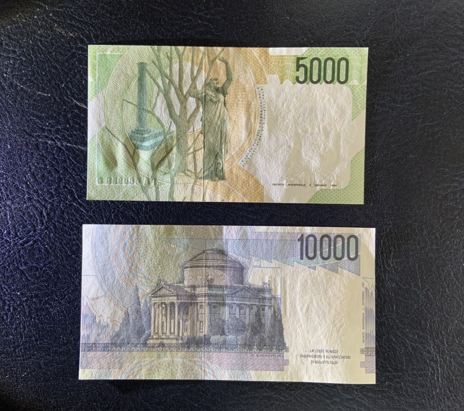 收藏联盟Quantum Auction 第190期拍卖(已更新) 意大利1984-1985年5000和10000里拉 初版 品相全新UNC 物理学家伏特