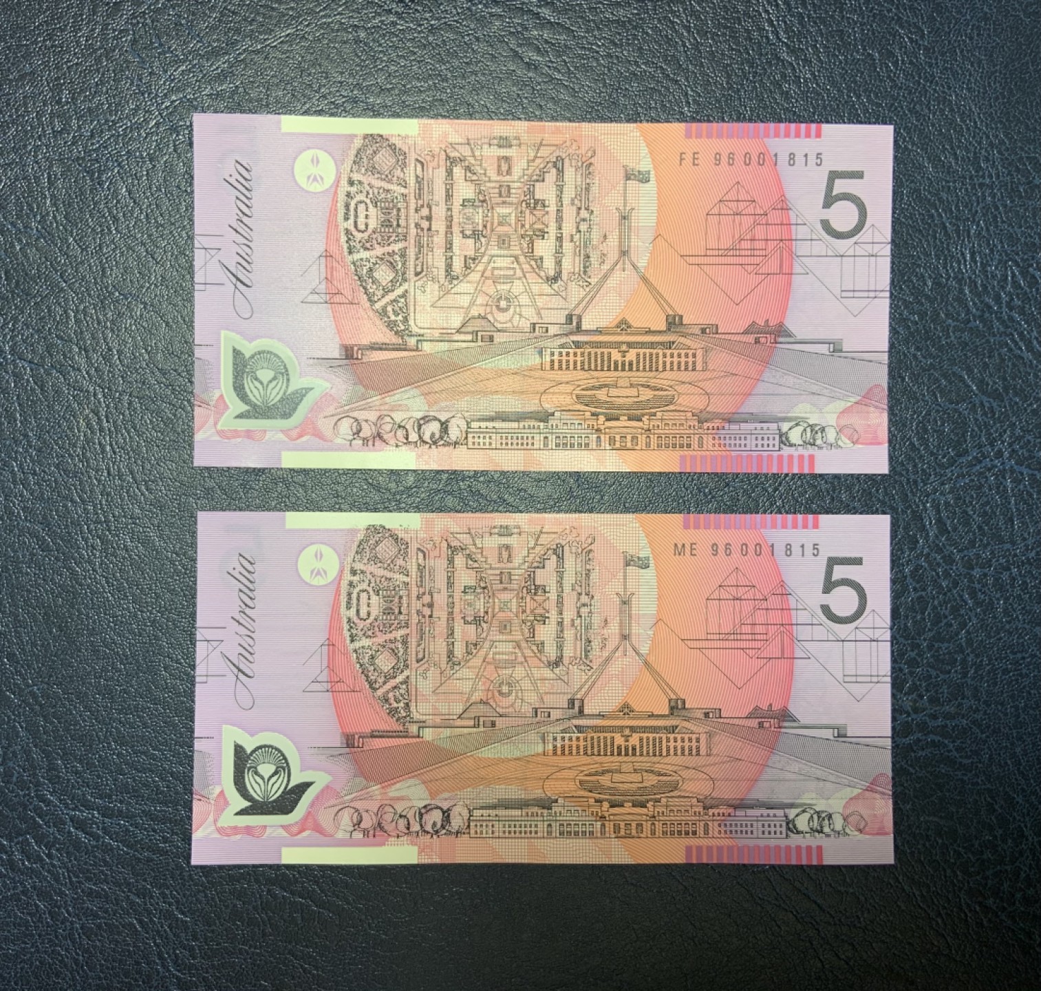 收藏联盟Quantum Auction 第191期拍卖(再次更新) 澳大利亚1996年5元全同号一对了品相全新UNC 塑料币 带原版纪念册