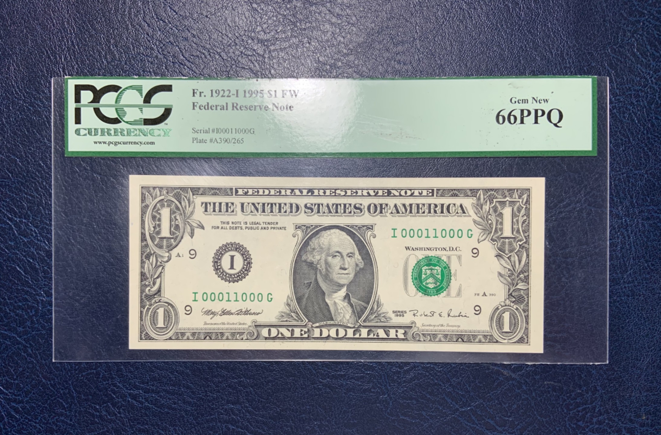 收藏联盟Quantum Auction 第190期拍卖(已更新) 美国1995年1元 PCGS66 雷达号