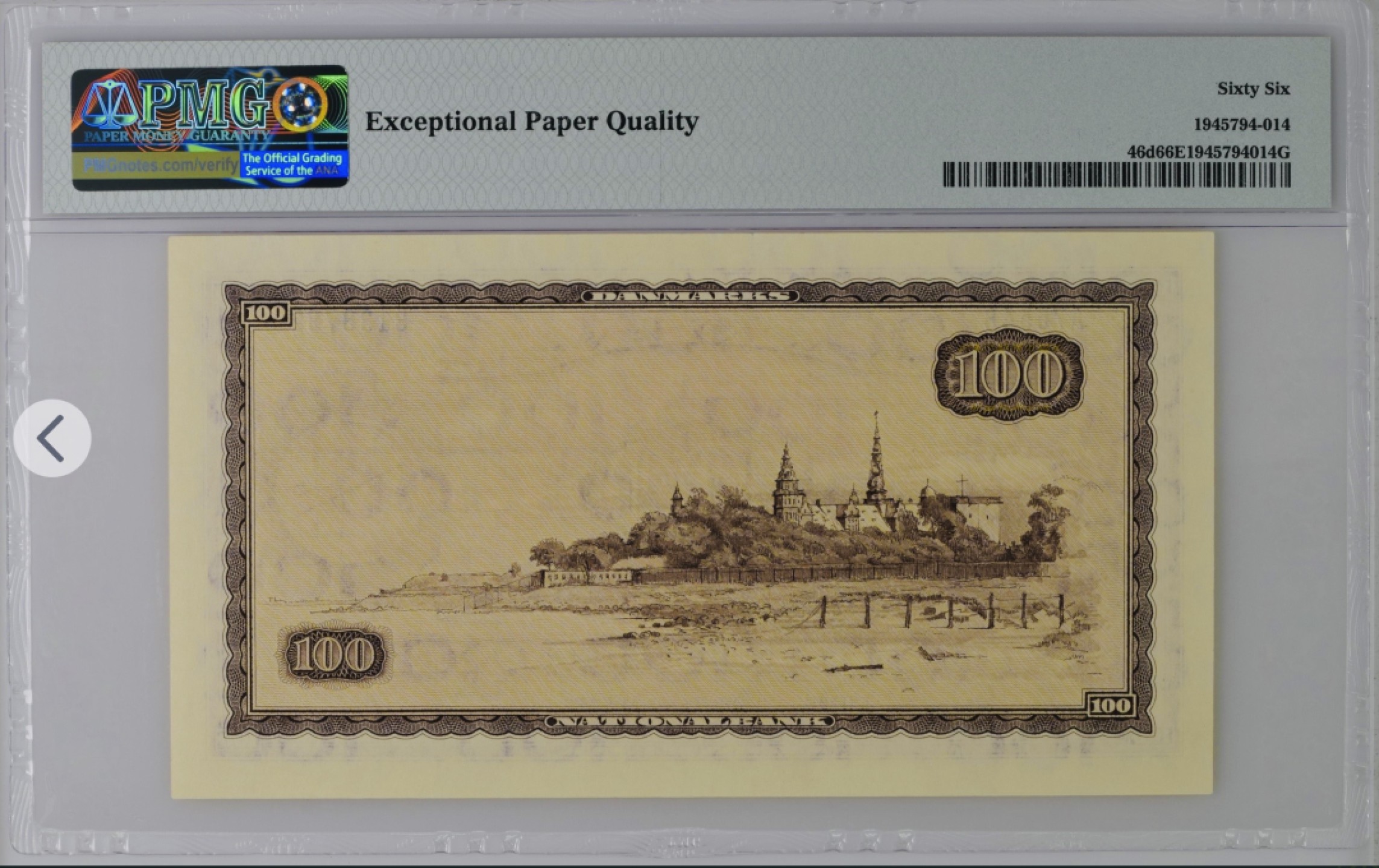 收藏联盟Quantum Auction 第190期拍卖(已更新) 丹麦1965年100克朗 PMG66 物理学家奥斯特和莎士比亚笔下“哈姆雷特城堡”的原型