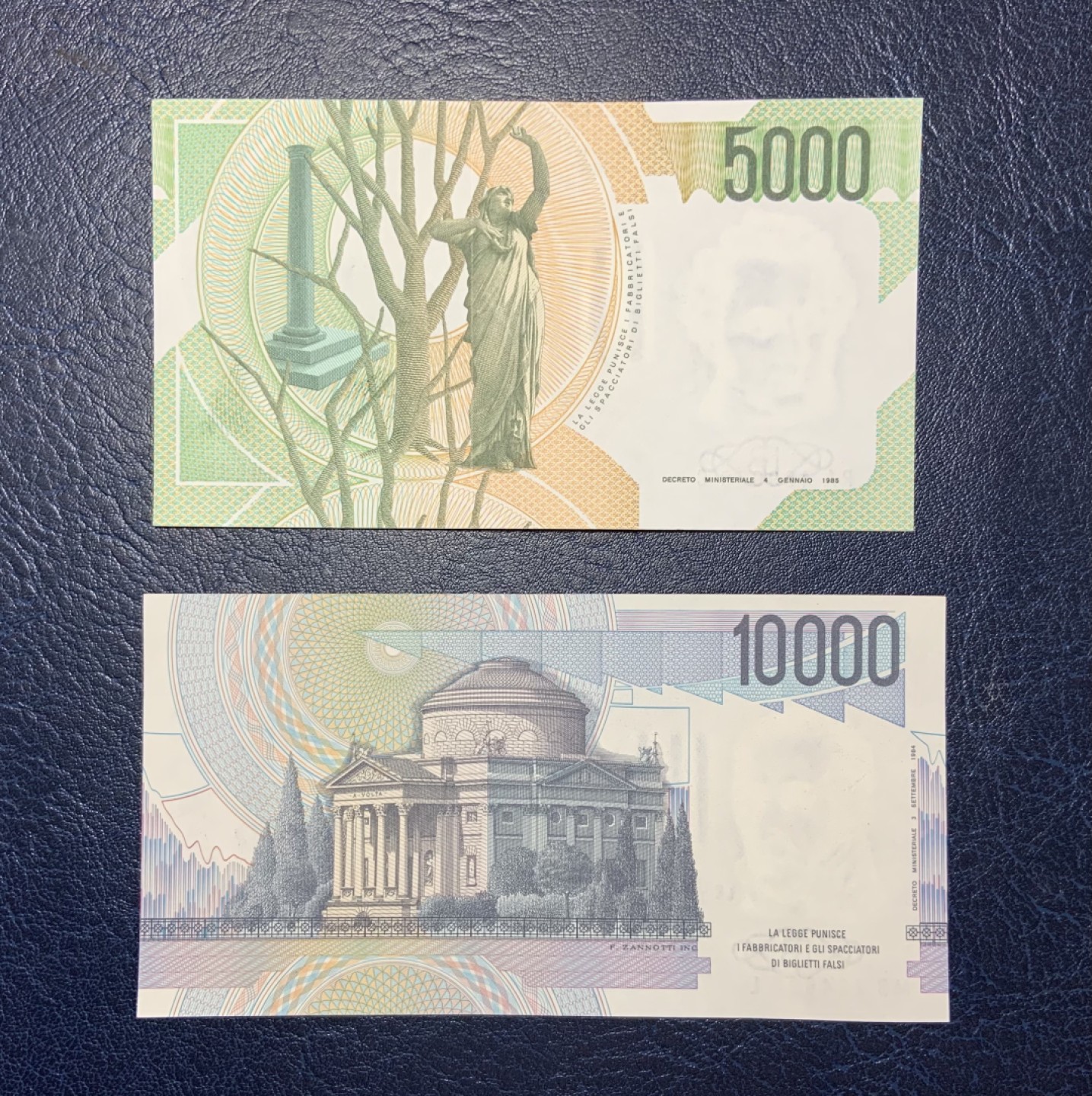 收藏联盟Quantum Auction 第190期拍卖(已更新) 意大利1984-1985年5000和10000里拉 初版 品相全新UNC 物理学家伏特