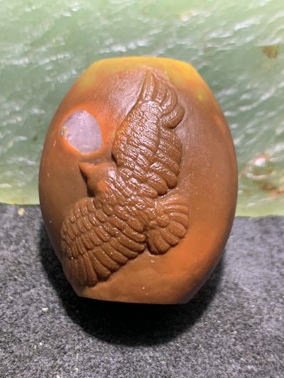 精美亚光战国红玛瑙雕刻大鹏鸟勒子一个， - 精美亚光战国红玛瑙雕刻大鹏鸟勒子一个，