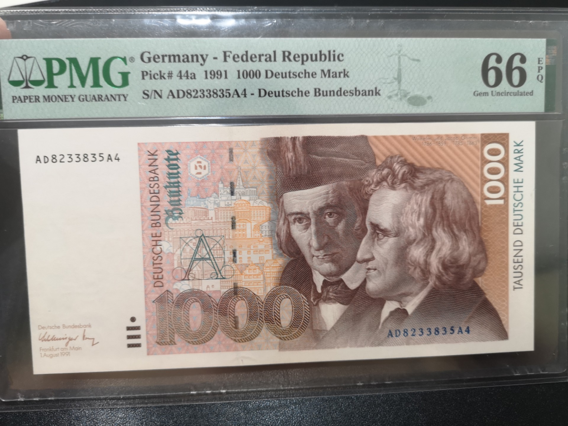 《外钞收藏家》第二百零二期 1991年德国1000马克 PMG66 初版格林