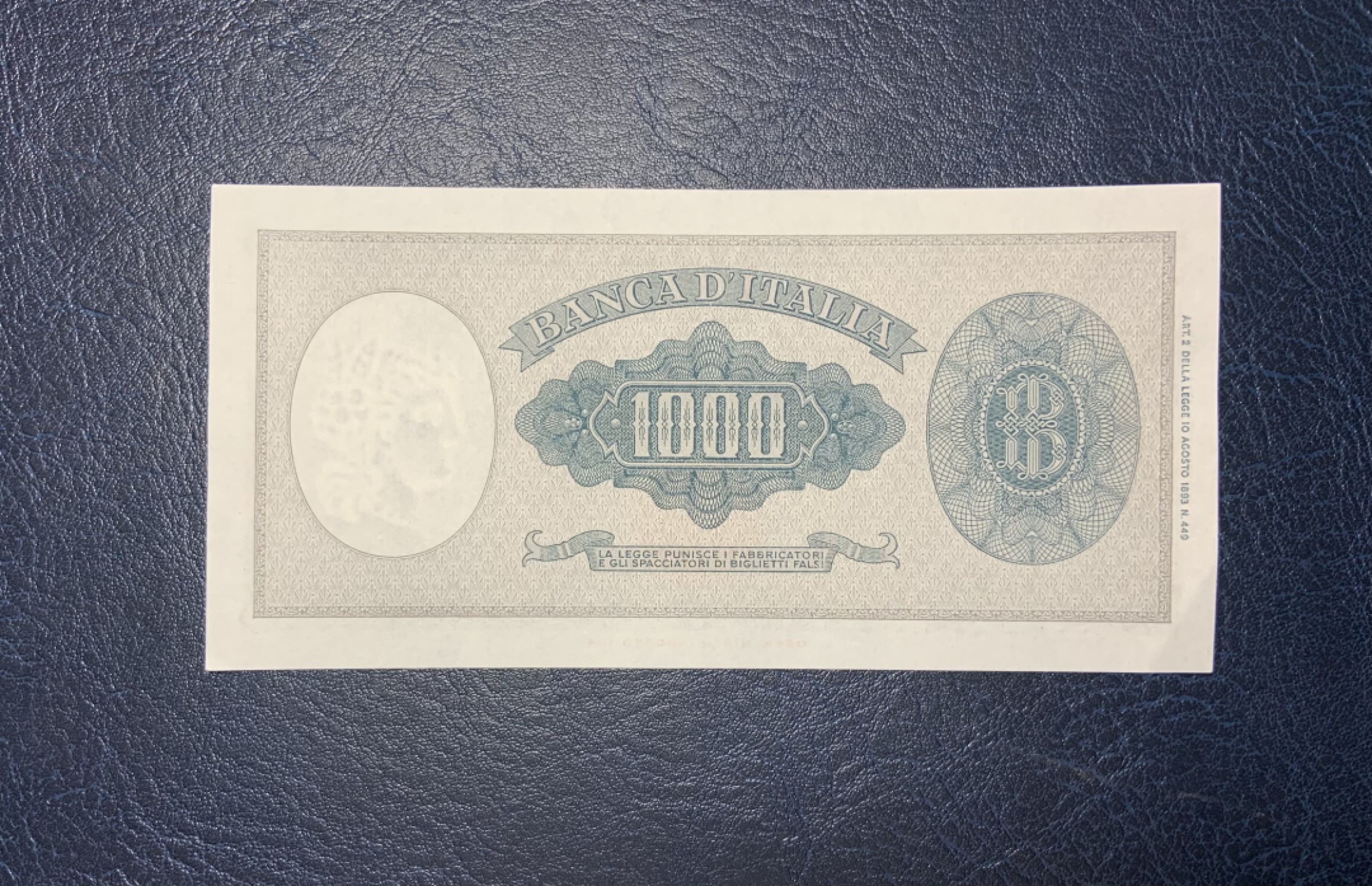 收藏联盟Quantum Auction 第191期拍卖(再次更新) 意大利1947年1000里拉 品相UNC- 波提切利的《美惠三女神》