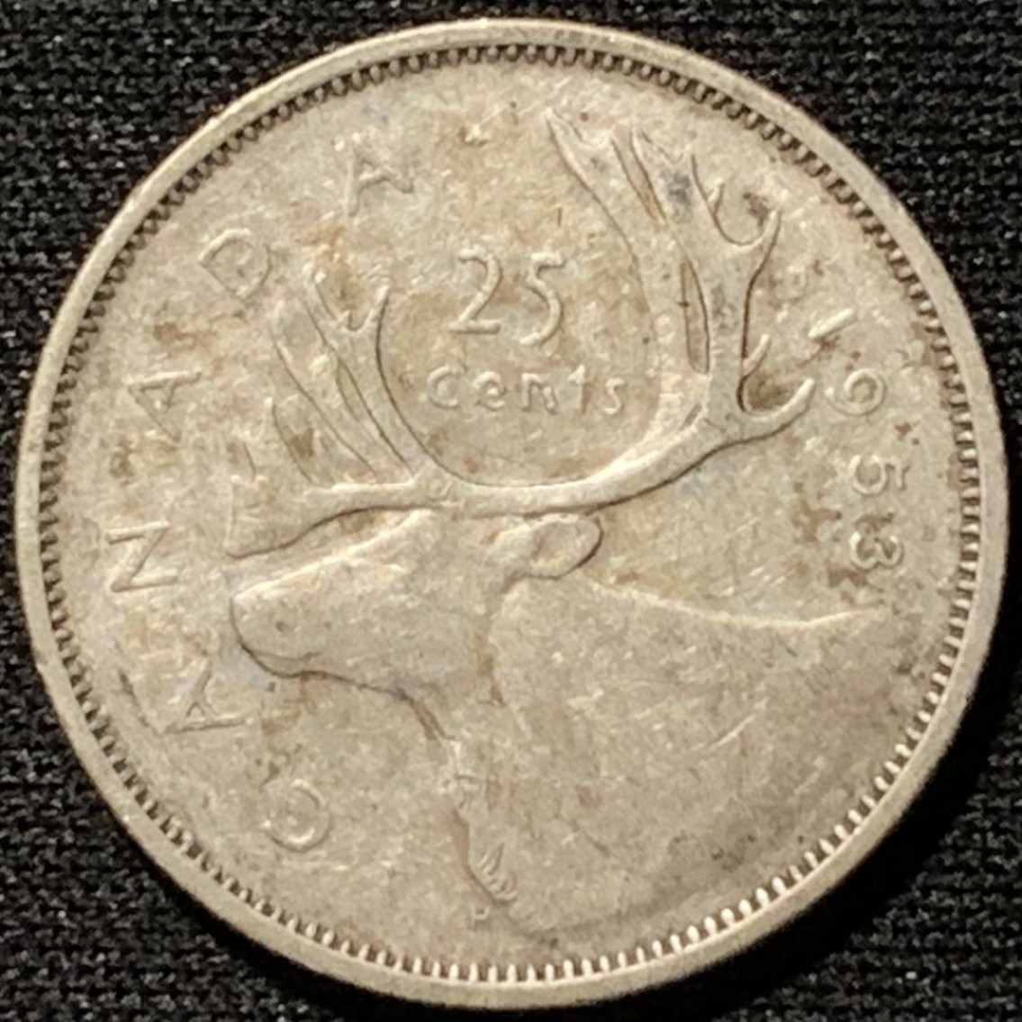 紫瑗钱币——第207期拍卖 加拿大 1953年 伊丽莎白二世 25分 5.83克 0.8银