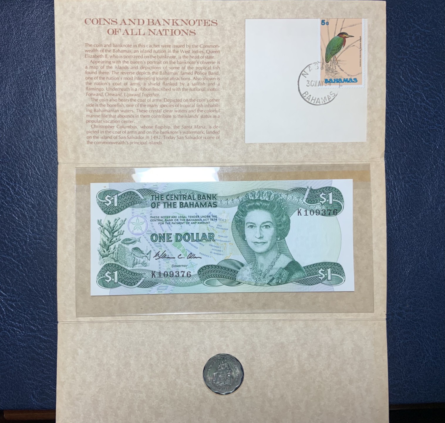 收藏联盟Quantum Auction 第191期拍卖(再次更新) 巴哈马1974年1元 品相UNC- 附带邮币卡纪念册