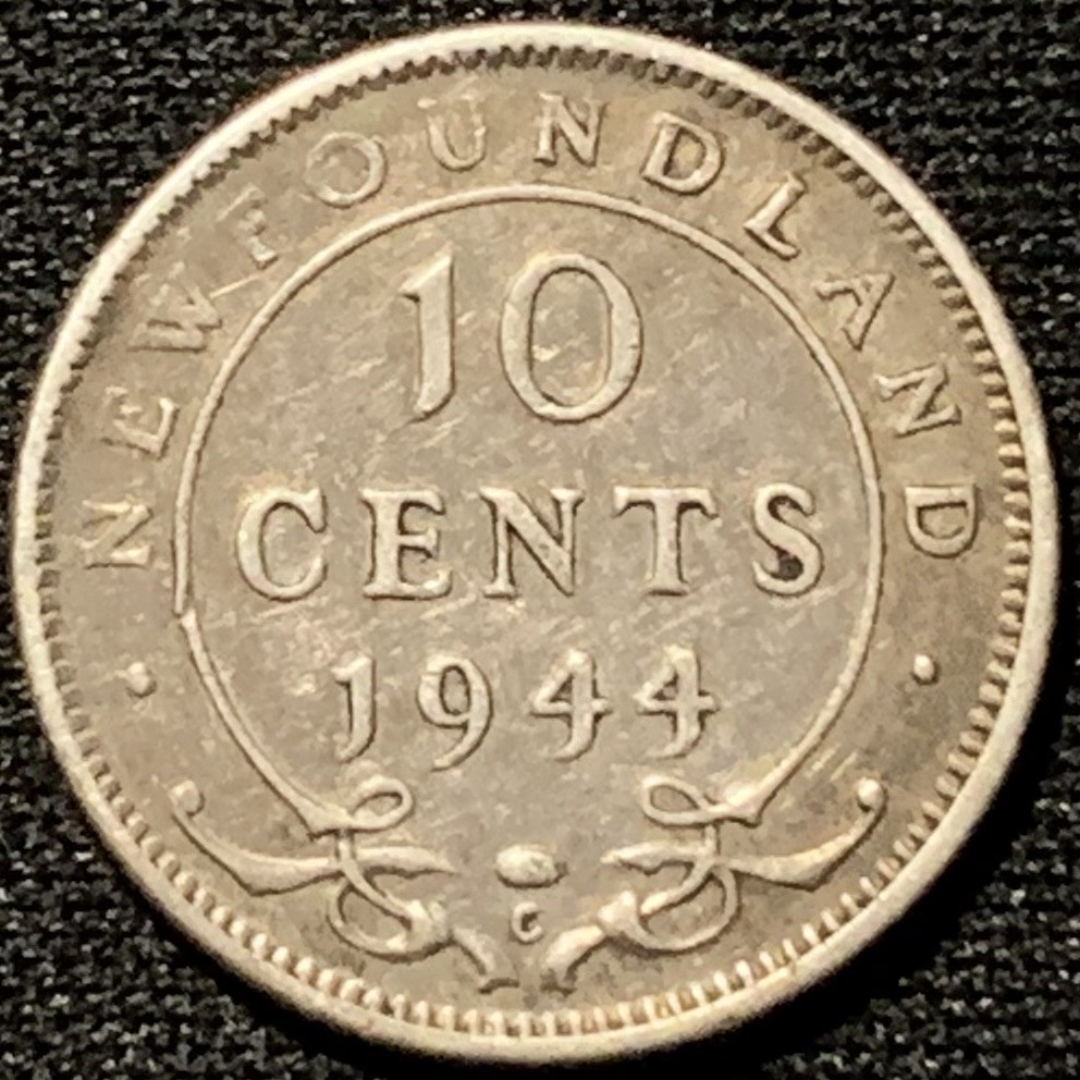 紫瑗钱币——第207期拍卖 纽芬兰 1944年 乔治六世 2.36克 0.925银
