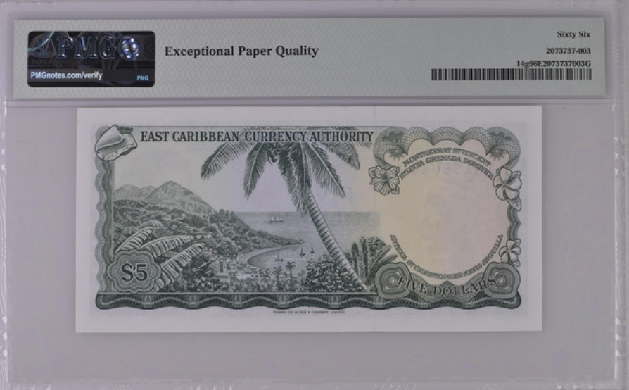 收藏联盟Quantum Auction 第191期拍卖(再次更新) 东加勒比1965年5元 PMG66 戎装女王