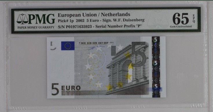 收藏联盟Quantum Auction 第191期拍卖(再次更新) 欧盟荷兰2002年5欧元  PMG65 稀少第一签