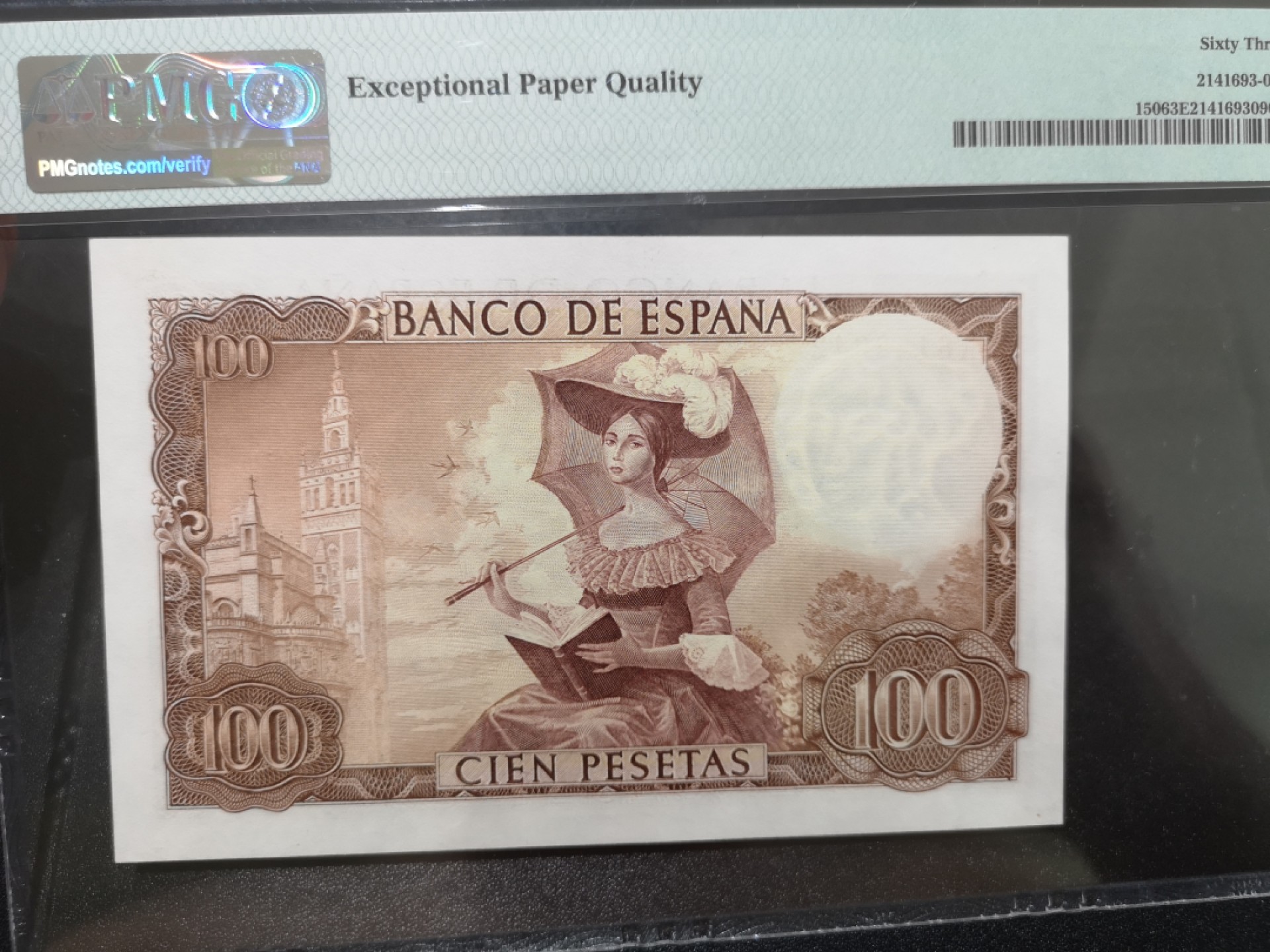 《外钞收藏家》第二百零二期 1965年西班牙100比塞塔 PMG63E