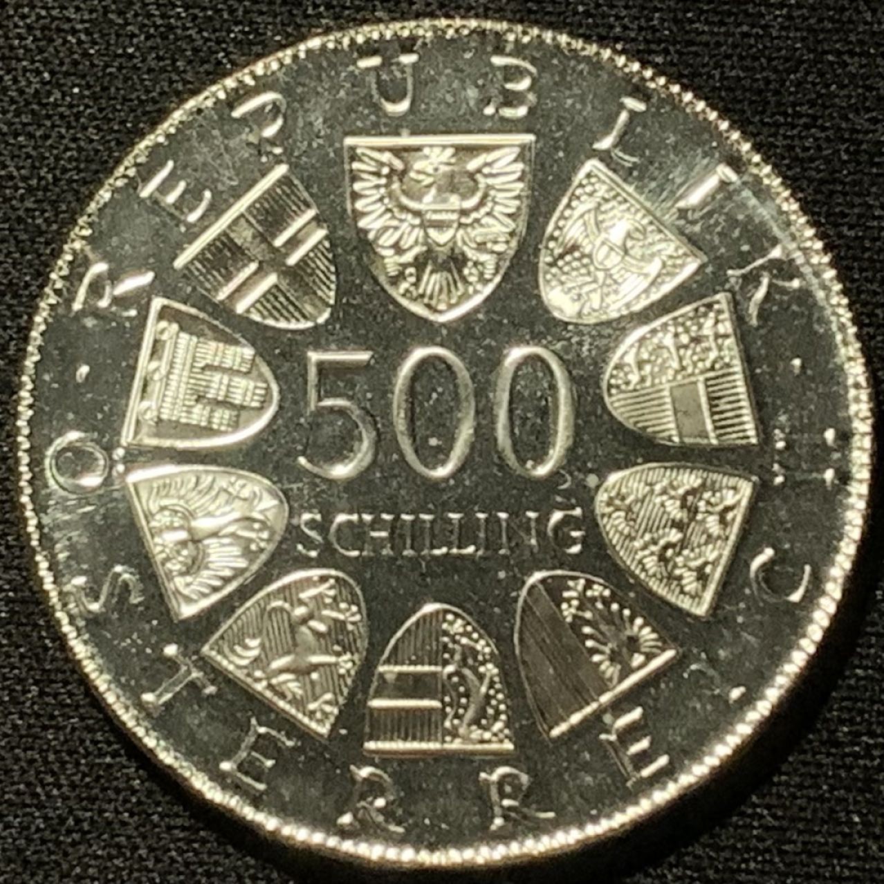 紫瑗钱币——第207期拍卖 奥地利 1982年 奥地利印刷术500周年 500先令 24克 0.64银 精制