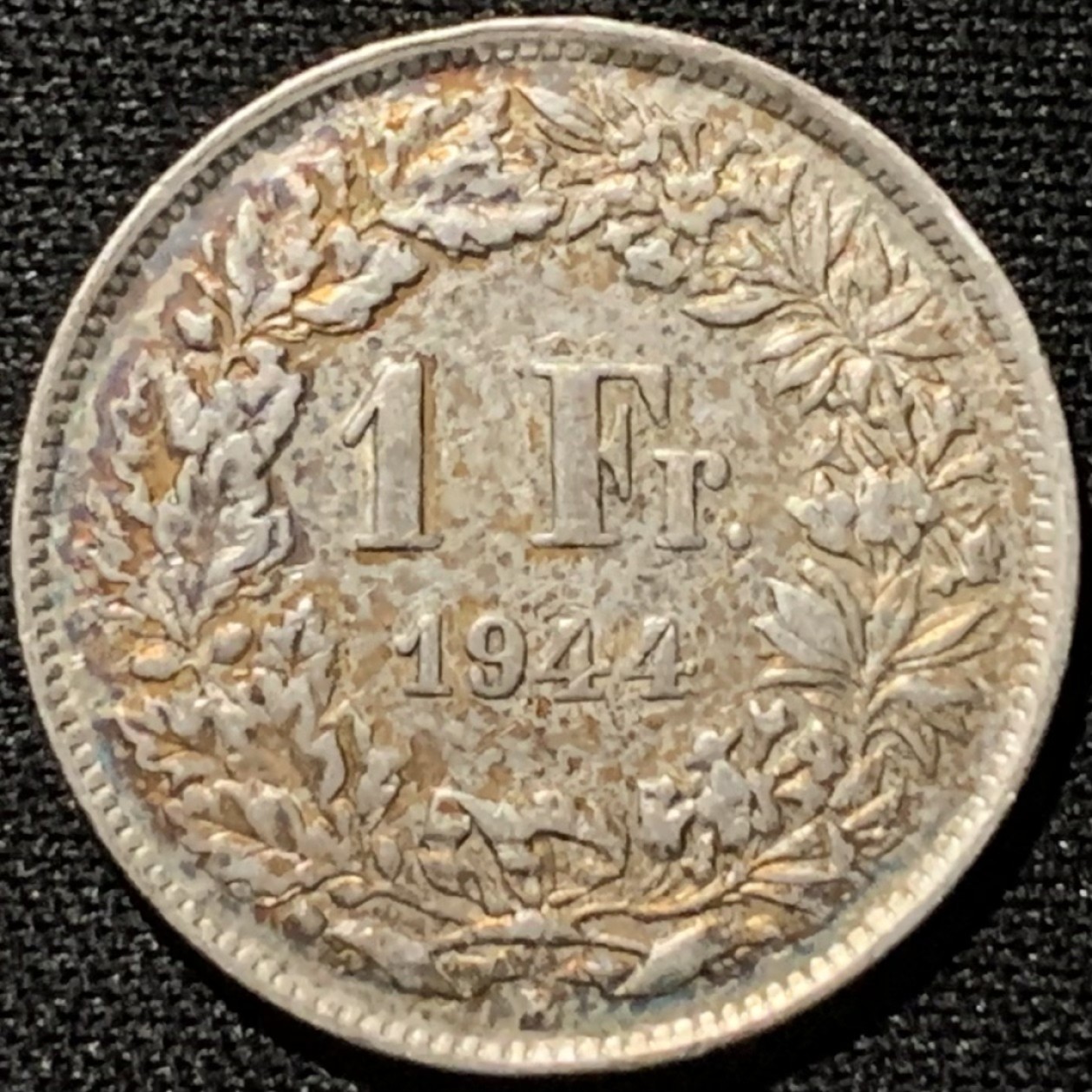 紫瑗钱币——第207期拍卖 瑞士 1944年 赫尔维蒂亚 1法郎 5克 0.835银