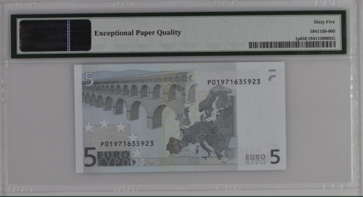 收藏联盟Quantum Auction 第191期拍卖(再次更新) 欧盟荷兰2002年5欧元  PMG65 稀少第一签