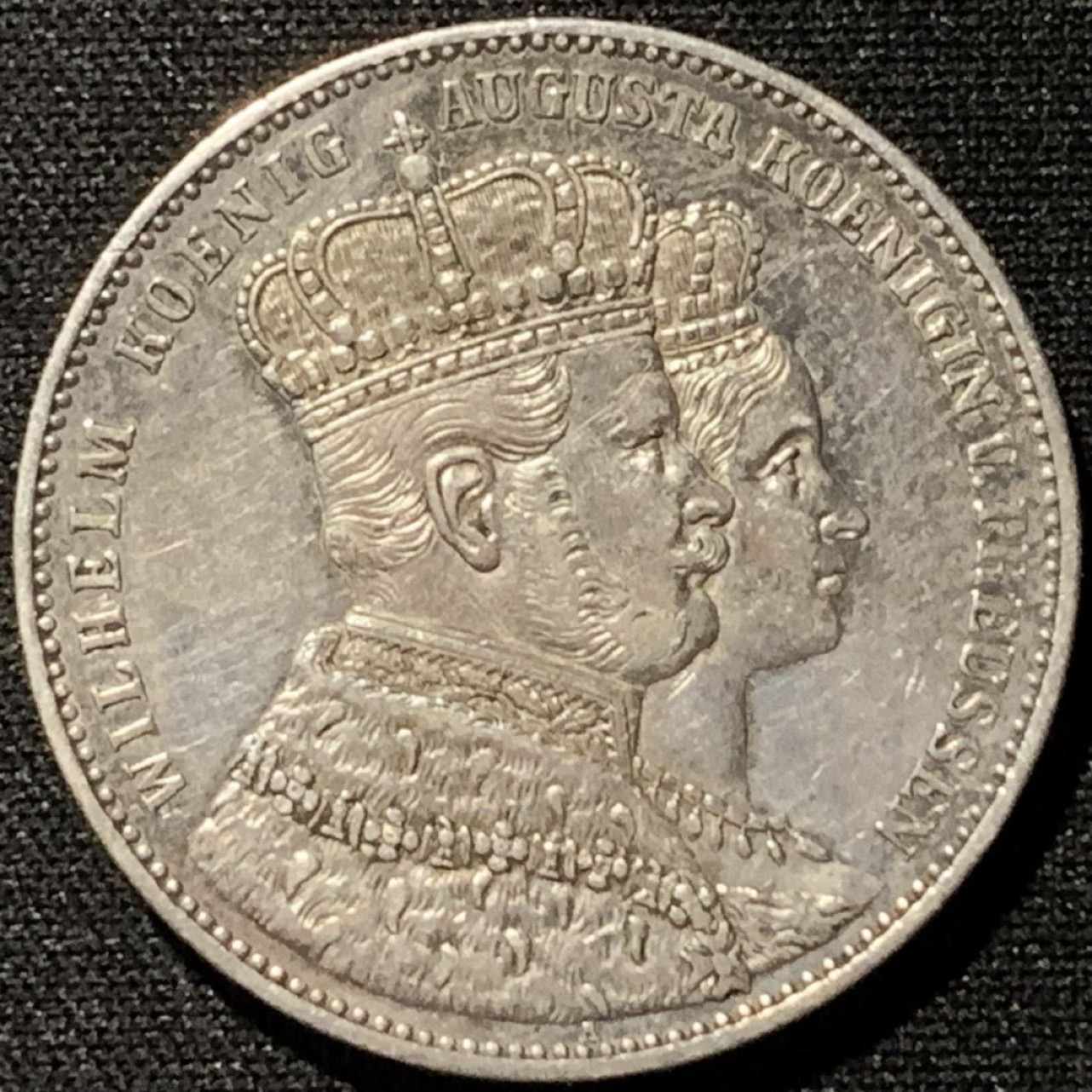 紫瑗钱币——第207期拍卖 德国 普鲁士 1861年 威廉一世 登基 1泰勒 18.52克 0.9银