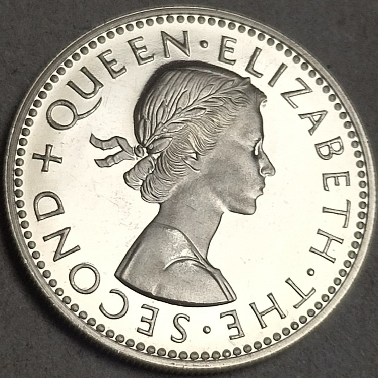 8★机器委托自动落锤★请提前出好价 满30包邮 全新原光1965年新西兰1先令 毛利族勇士英女王硬币