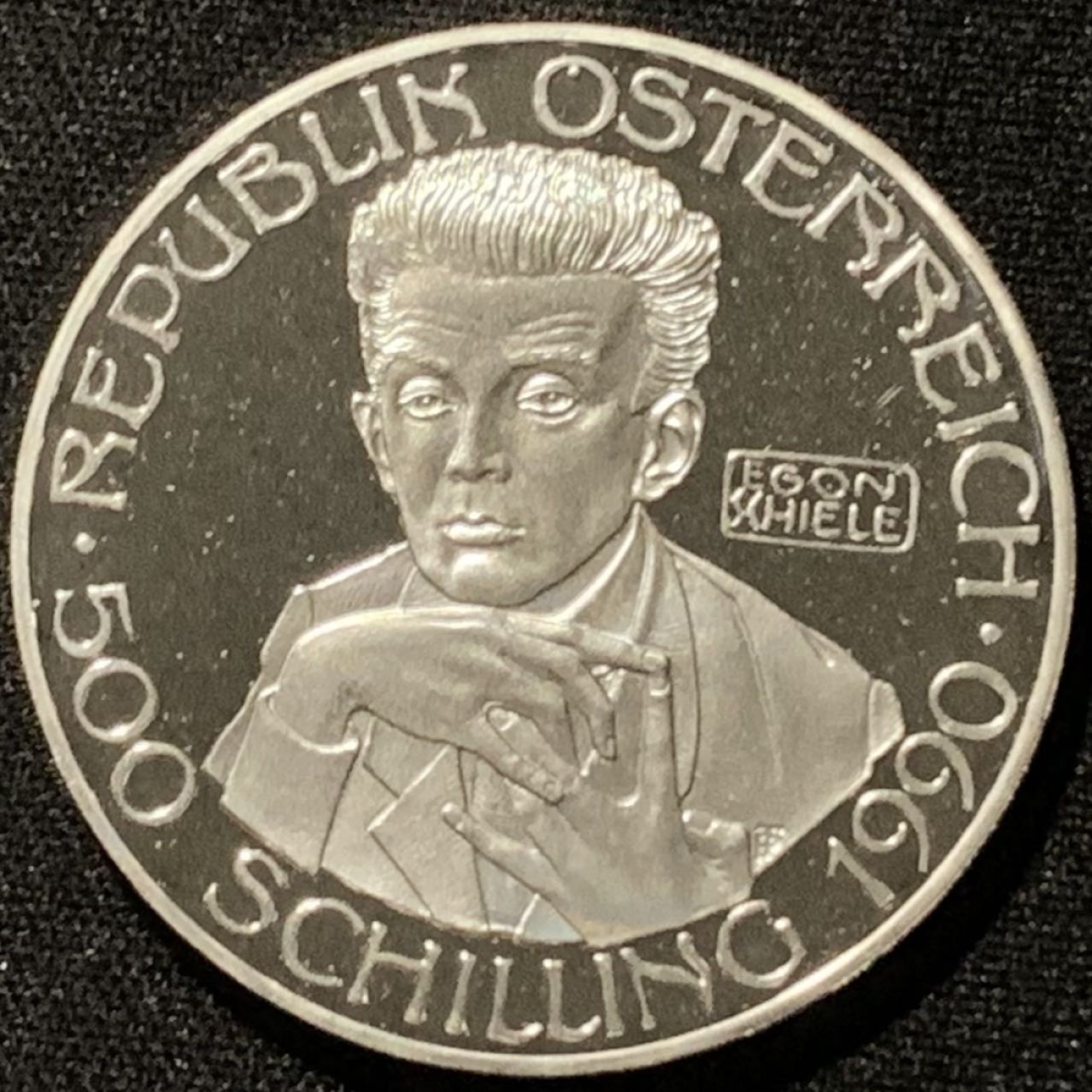 紫瑗钱币——第207期拍卖 奥地利 1990年 埃贡·席勒 500先令 24克 0.64银 精制