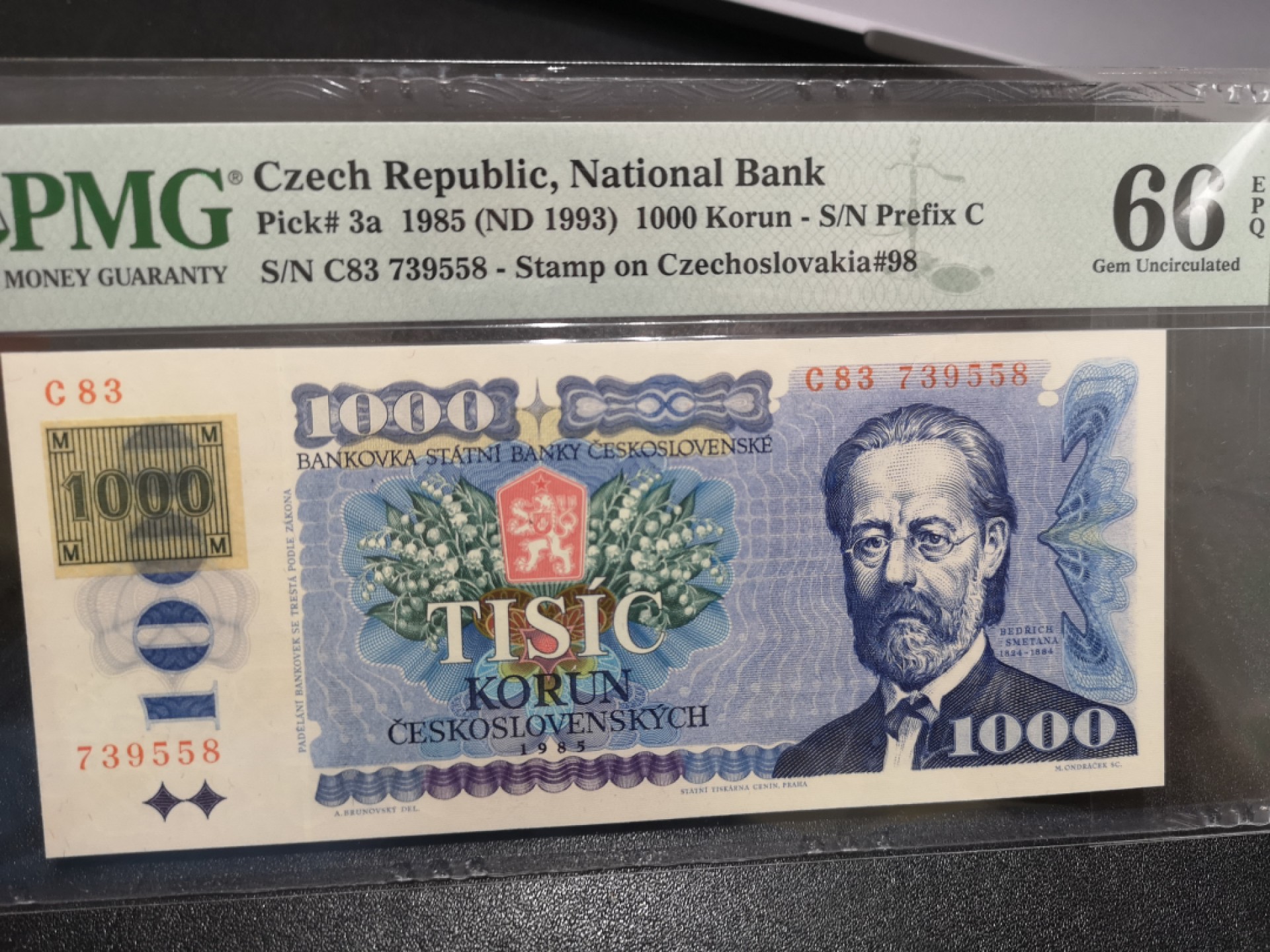 《外钞收藏家》第二百零二期 1985年捷克斯洛伐克1000克朗 PMG66 纪念版