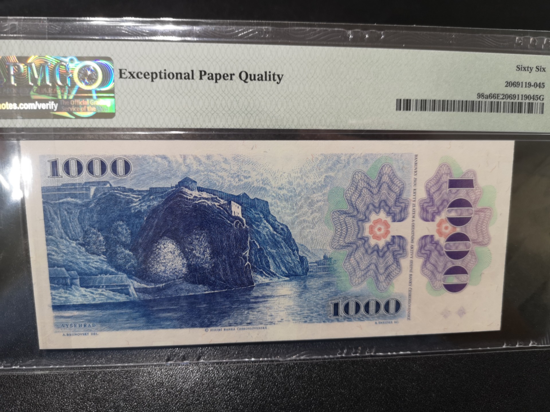 《外钞收藏家》第二百零二期 1985年捷克斯洛伐克1000克朗 PMG66