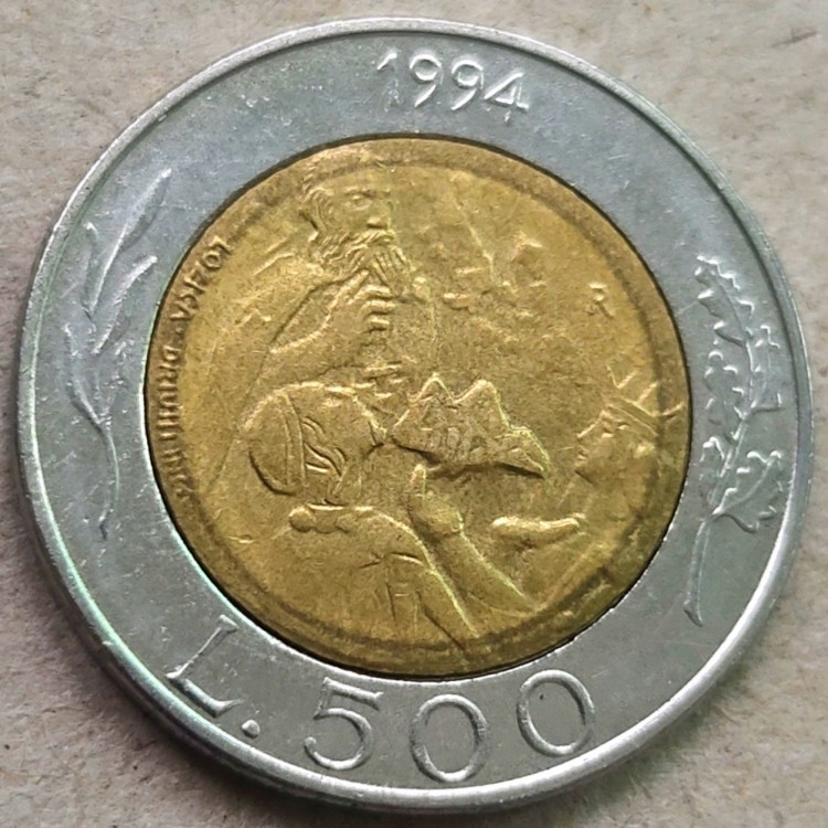 8★机器委托自动落锤★请提前出好价 满30包邮 欧洲 圣马力诺500里拉外国硬币直径26MM双色币