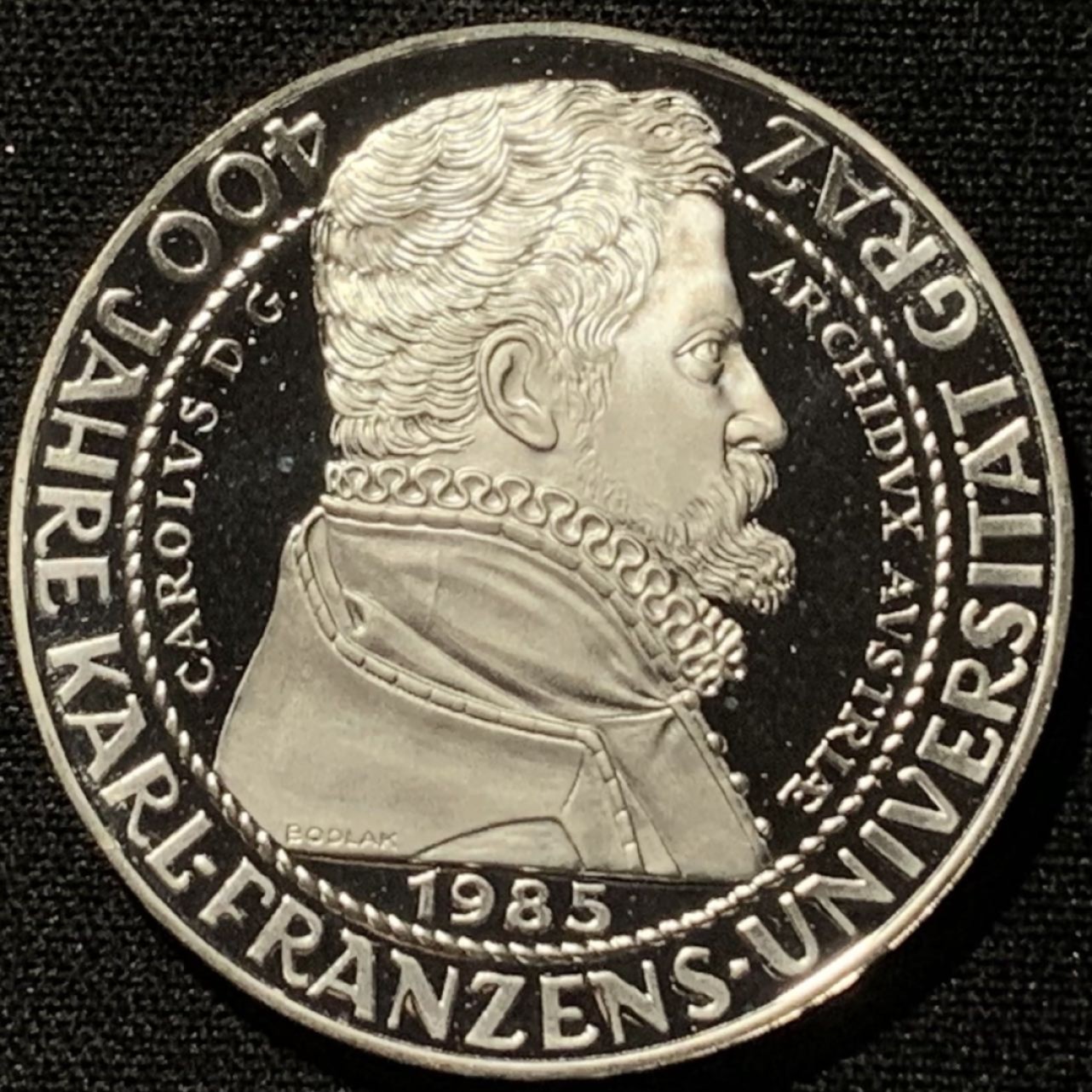 紫瑗钱币——第207期拍卖 奥地利 1985年 格拉茨大学400周年 500先令 24克 0.64银 精制