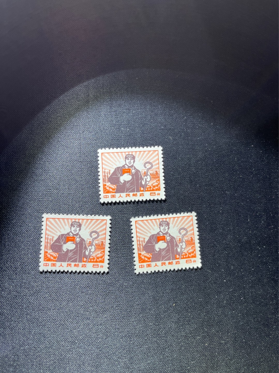 洪涛臻品 精选邮票限时拍卖第二十七期 普无号  8分工人，3枚一组，收藏级品相一组，版撕嘎嘎绝，非常漂亮，集邮册中必不可少的一组，版撕精品小票，多多益善，价值洼地，全品可评级，所有拍品包过灯，注意捡漏