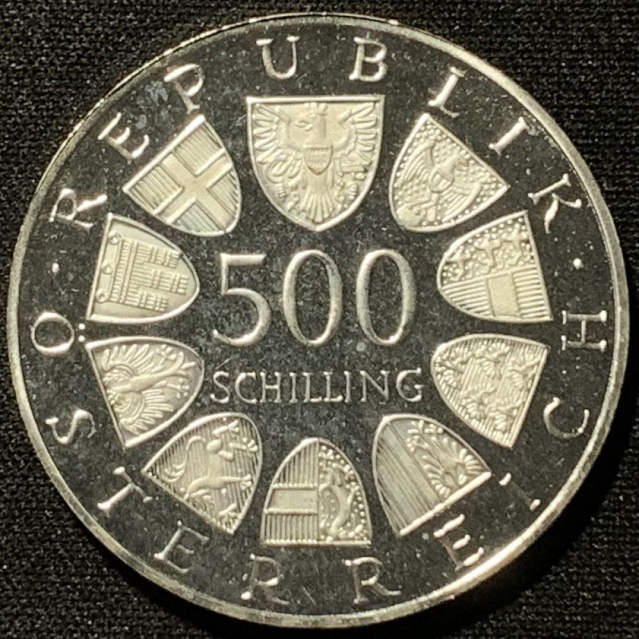 紫瑗钱币——第207期拍卖 奥地利 1986年 欧洲安全与合作会议 500先令 24克 0.64银 精制