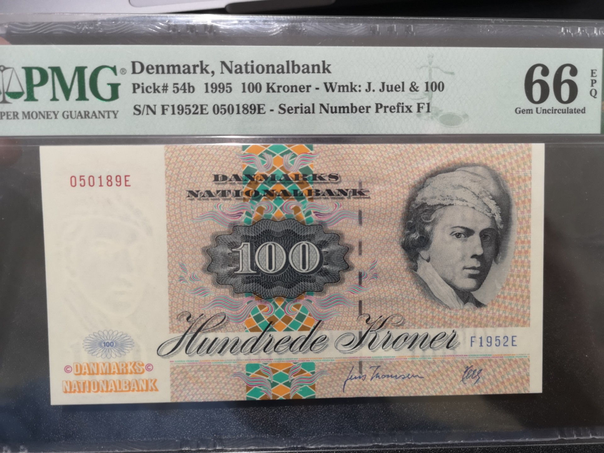 《外钞收藏家》第二百零二期 1995年丹麦动物版100克朗 PMG66 无47