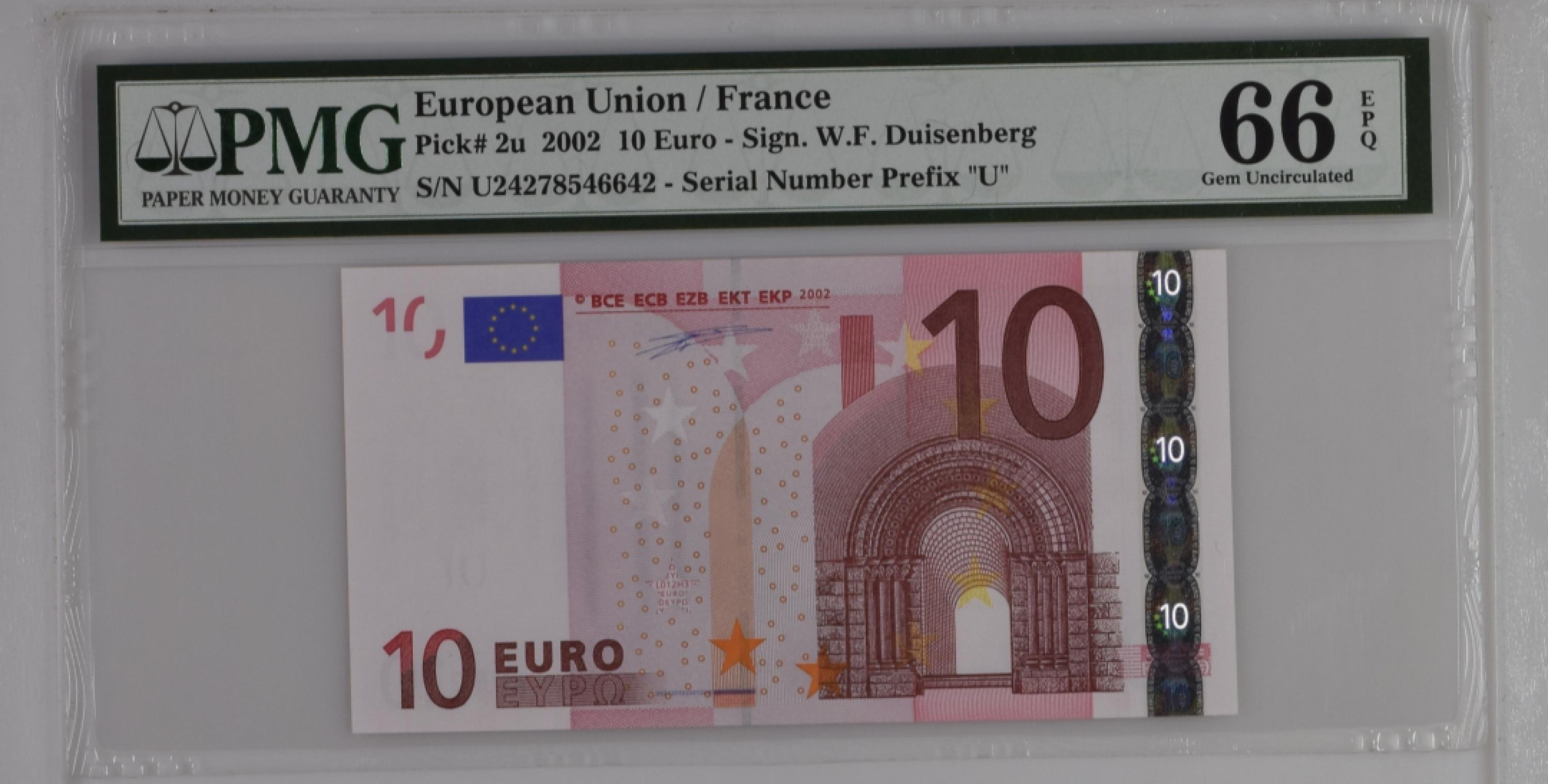收藏联盟Quantum Auction 第191期拍卖(再次更新) 欧盟法国2002年10欧元 PMG66 第一签
