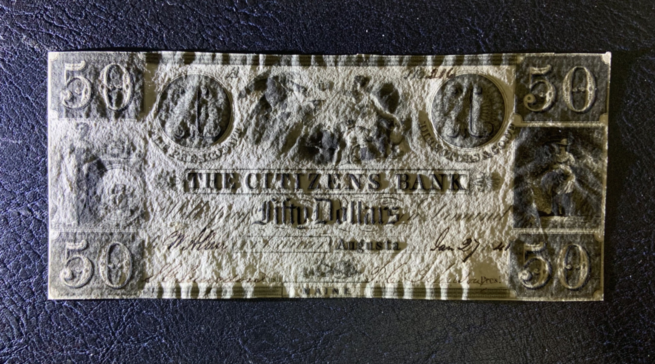 收藏联盟Quantum Auction 第191期拍卖(再次更新) 美国1841年奥古斯特国民银行50美元 品相全新UNC 高面值 稀少手签且有编号的实票