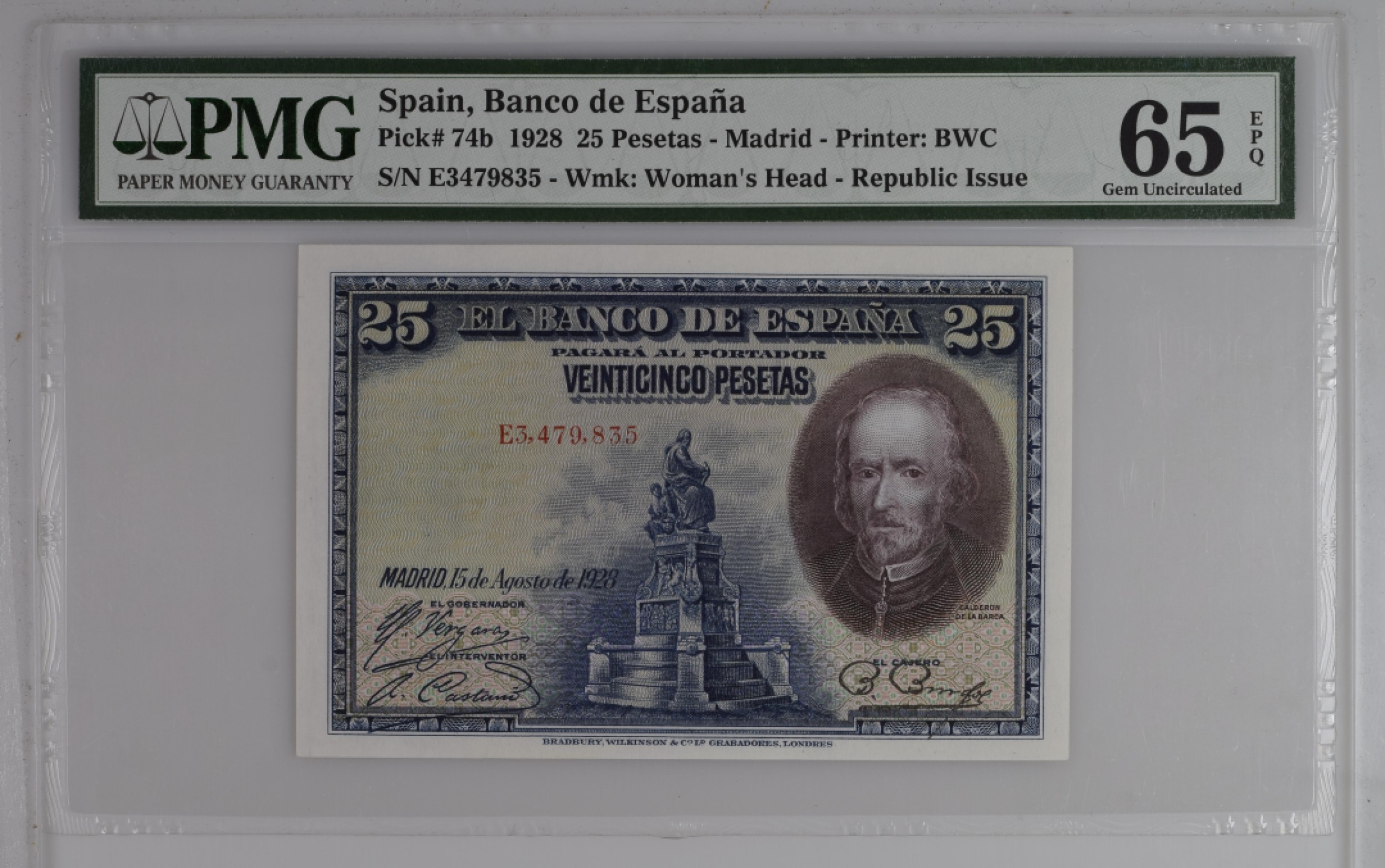 收藏联盟Quantum Auction 第191期拍卖(再次更新) 西班牙1928年25比塞塔 PMG65 