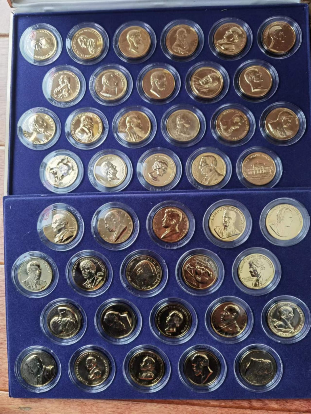 外国币章专场 美国总统镀金铜章套装