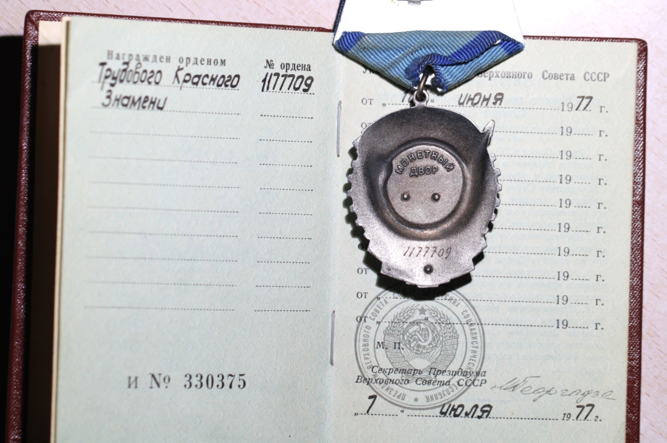 大猫徽章拍卖第202期  苏联劳动红旗勋章 原证书 银质好品