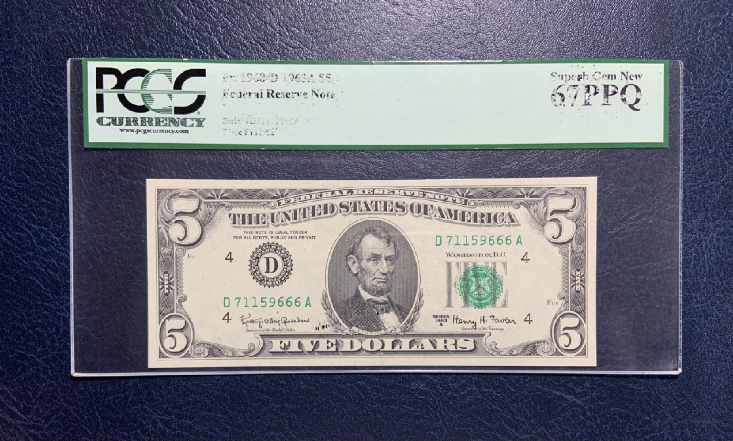 收藏联盟Quantum Auction 第191期拍卖(再次更新) 美联储1963年5美元星补号 pcgs67 豹子号666 