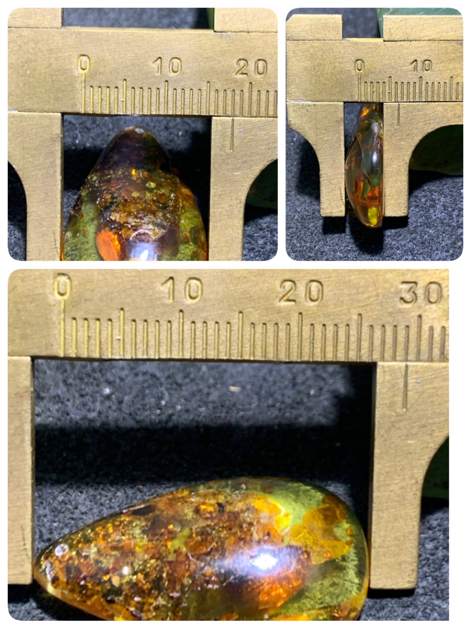 乌克兰花珀水滴形吊坠一个，
