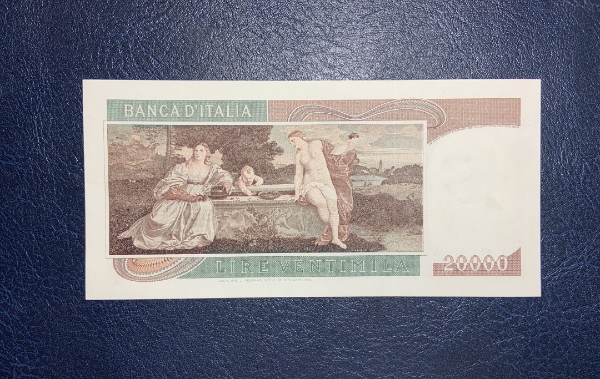 收藏联盟Quantum Auction 第192期拍卖(再次更新) 意大利1975年20000里拉 品相全新UNC 提香和《天上的爱和人间的爱》